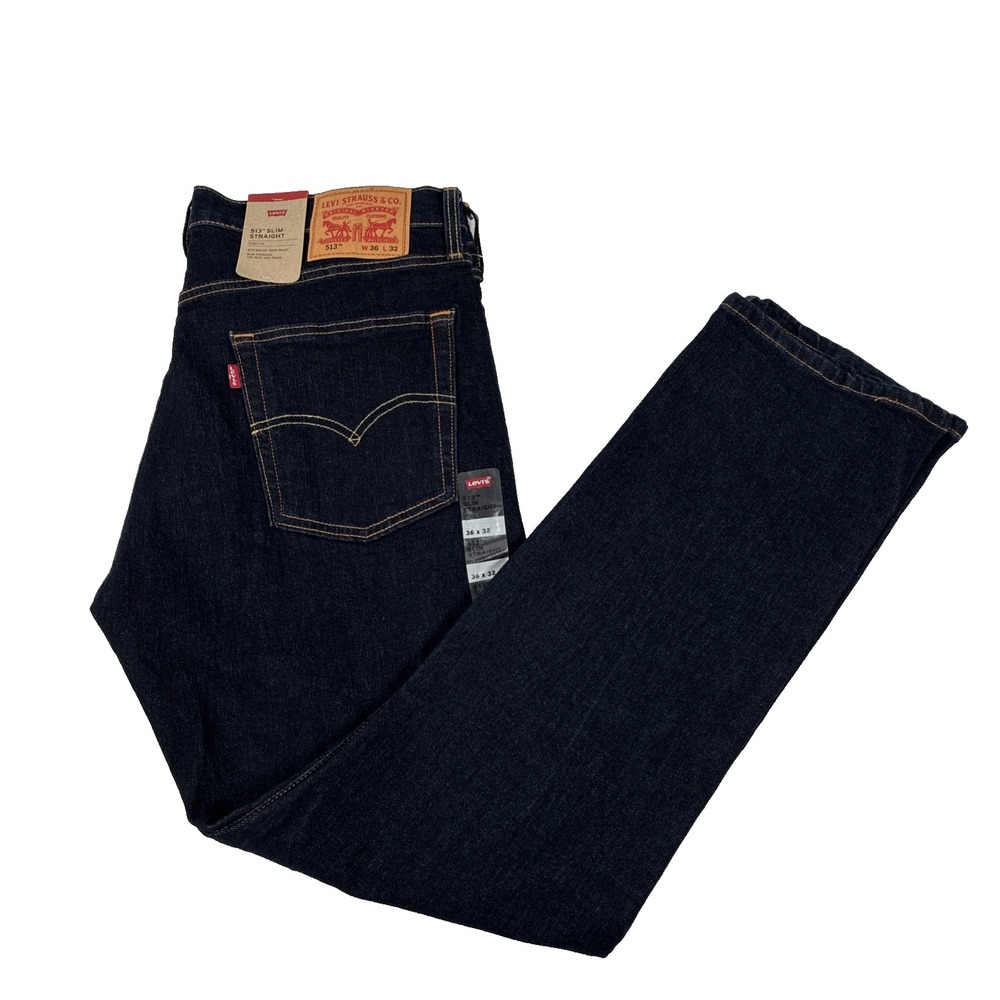 New Mens Levi's 513 Slim Straight Dark Wash Denim Jeans Size 36x32 NWT